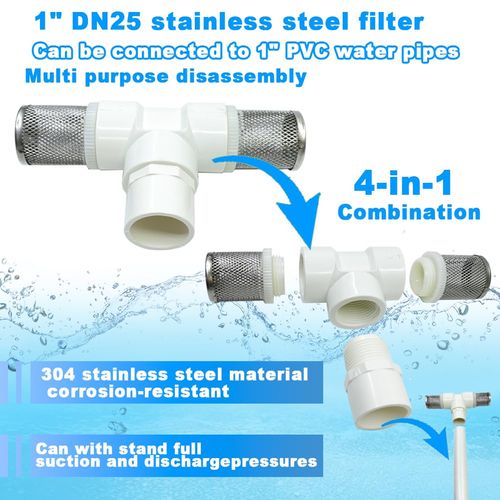Cotonlake 1" T Strainers Steel Filter Cover Connected to 1" PVC DN25 Water Pipe, Suction Hose 1 inch T Strainer Used to Remove Debris and Reduce Solid Entry