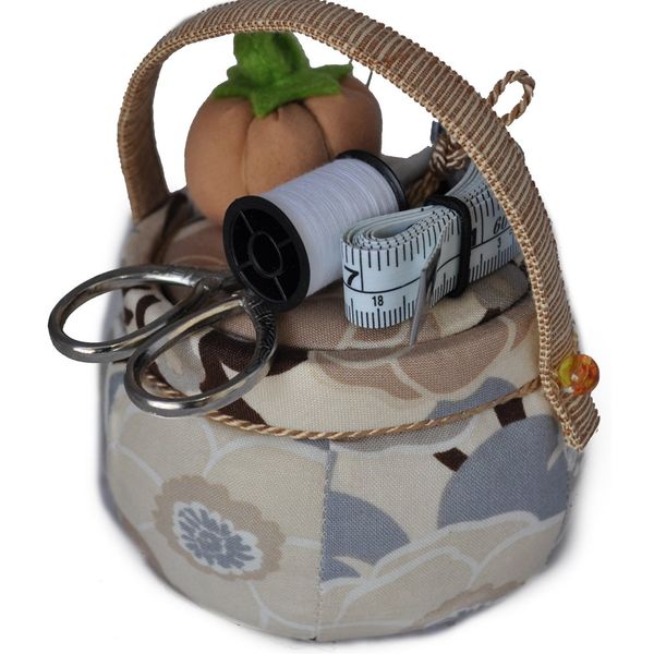 Large Pin Cushion-Beige & Cream Flower
