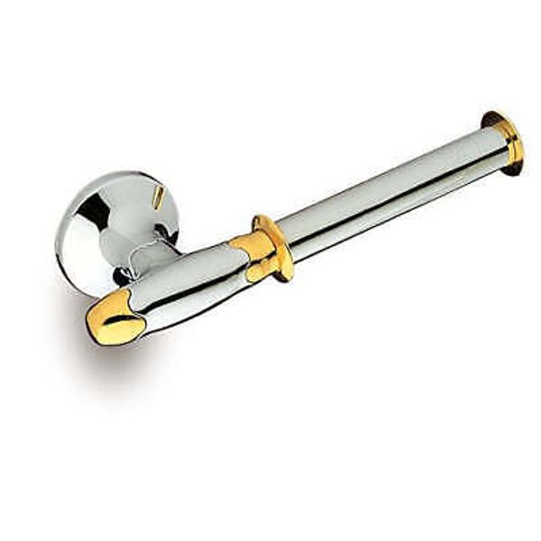 Filigrana Polished chrome and gold toilet paper holder without lid.