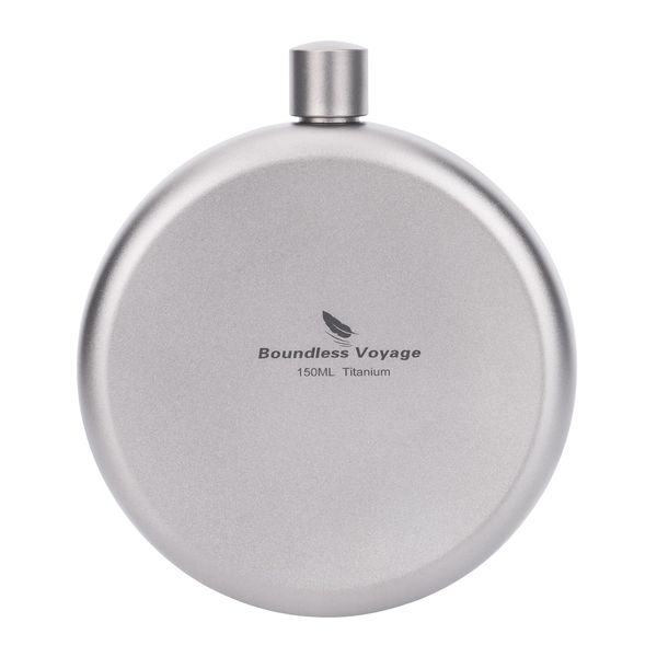 Boundless Voyage Titanium Ultralight Hip Flask, 150ml, Round, Ti3065D