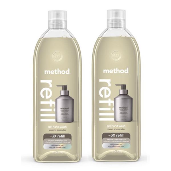 2 ~ Method Gel Hand Wash Violet + Lavender Plant Based Cleansers Refill 32 oz