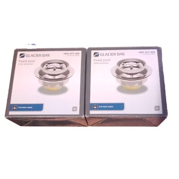 Set  2 Two GLACIER BAY  Stainless Steel Standard Fixed Post Sink Strainer