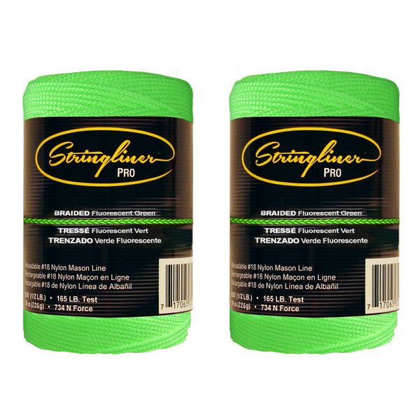 Stringliner 35456 Braided Mason Line Replacement Roll Contractor Pack 500' - Green (Pack of 2)