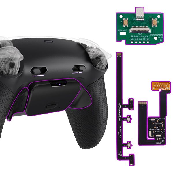 eXtremeRate Back Paddles FPS RISE Plus MAX Kit with Clicky Trigger Stops & Rubberized Grip for PS5 Controller BDM-030 040 050, Remappable Back Buttons Kit for PS5 Controller - Black - NO Controller
