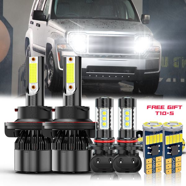 For Jeep Liberty 2008-2011 2012 LED Headlight High/Low+Fog Light Bulbs Combo kit
