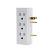 6 Outlet Vertical Extender Wall Tap - Split 2 Outlets Into 6 Grounded - 2 Pack