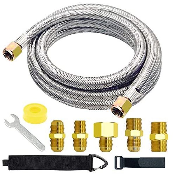 12 Ft High Pressure Braided Propane Hose Extension with Conversion Coupling 3/8"