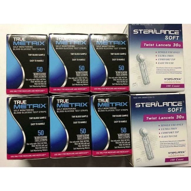 TRUE Metrix Blood Glucose 300 Test Strips (Plus 200 Lancets) Exp: 01/31/2024