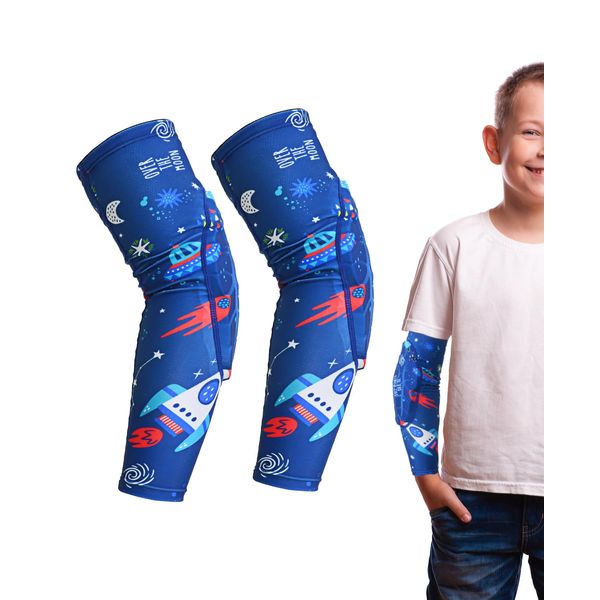 AceList Youth Elbow Pads for Kids Space-Themed Compression Arm Sleeves Protective Gear for Boys & Girls, Elbow Pads Football, Volleyball, Basketball, Wrestling