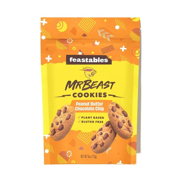 Mr Beast Feastables PEANUT BUTTER CHOCOLATE CHIP Plant Based Cookies 6 oz. 09/24