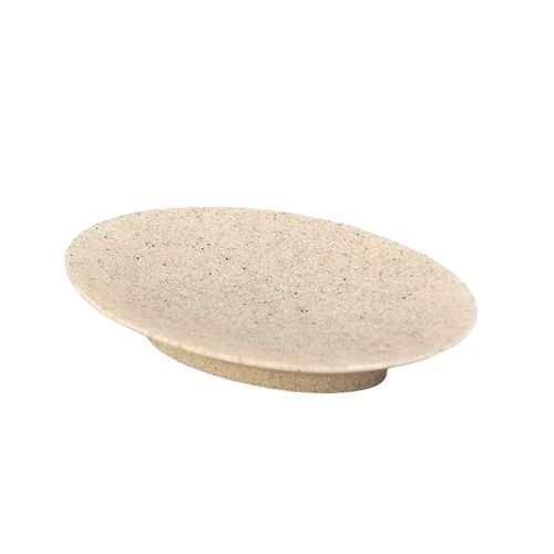 IMEEA Beige Resin Soap Dish for Bathroom, Shower, Countertop, Soap Holder Tray for Bar Soap, Handmade Soap, and Sponges
