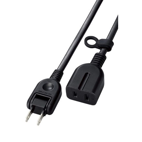 Elecom T-X01-2130BK Power Strip Extension Cord with Dust Proof Shutter for Polarity, Supports 3-Pin Plug, Black, Swing Plug