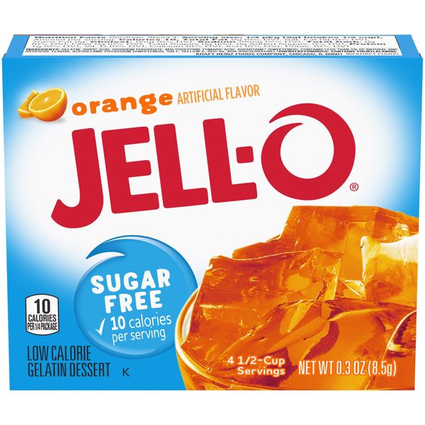 Jell-O Orange Sugar Free Gelatin Dessert Mix (24 ct Pack, 0.3 oz Boxes)