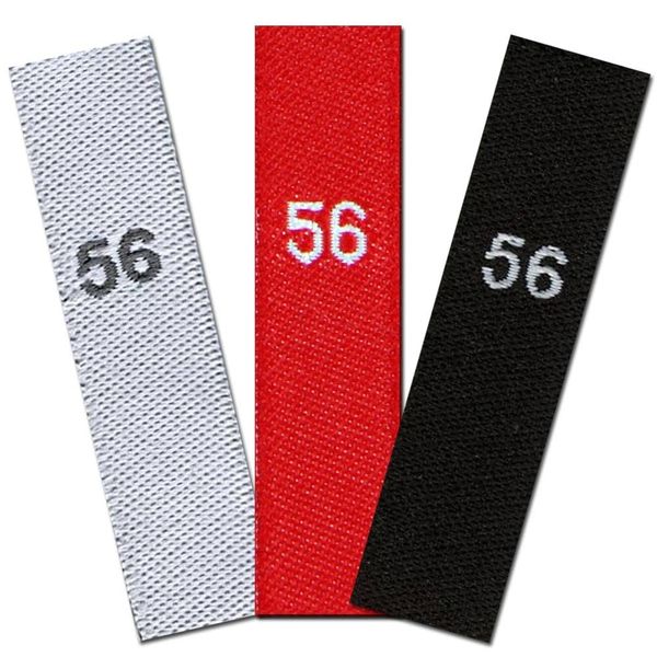 25 Woven Fabric Size Labels, Größe 56, black/white