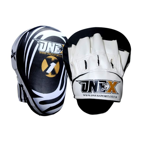 ONEX Boxing Pads Curved Focus Mitts, Maya Hide Leather KARA Hook and jab Training Pads, Adjustable Strap Ventilated, MMA Muay Thai Kickboxing Coaching Martial Arts Punching Hand Target Strike Shield