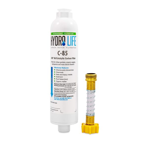 Camco Hydro Life 52700 Inline Water Filter (with Flexible Hose Protector, Hydroponics C-85)