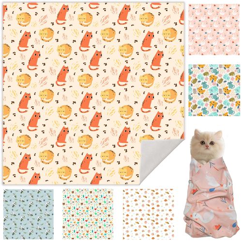 Ruiliangai Cat Wrap for Grooming, Maximum, Self-Adherent Soft Cat Blanket for Nail Clipping, Anti-Bite-Scratch-Escape Calming Wrap, Cats Burrito Swaddle for 6-18 lbs (Orange Kitten, XX Large)