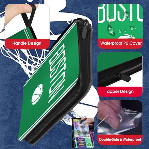 Basketball Card Binder with Sleeves 900 Pocket, Boston Basketball Card Holder for Trading Cards, Basketball Collector Album Folder Organizer 3 Ring Binder Storage Case Book for Kids Boys Gift