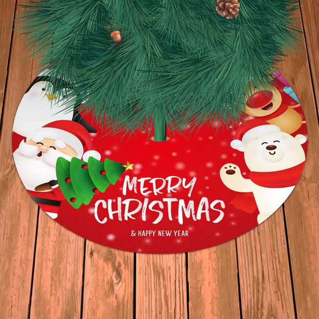 Christmas Tree Skirt Tree, Underfoot, Underwear, Stand Cover, Red, Diameter 35.4 inches (90 cm), Christmas Tree, Mat, Santa Claus, Reindeer Pattern, Stylish, Christmas Decoration, Parties, Events,