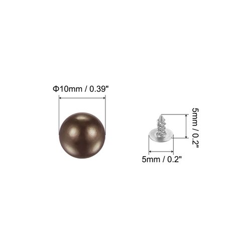 uxcell Pearl Rivet Studs Kit, 10mm Pearl Rivets Without Hole Faux Pearls Rivets Buttons for DIY Vase Fillers Wedding Party Home Decoration, Brown 50 Set