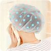 6 Pieces Waterproof EVA Plastic Shower Cap,Elastic Reusable Bathing Hair Cap,Beauty Salon Spa Shower Caps Lace Elastic Band Flower Printed Hat Environmental Protection Hair (dotted shower cap)