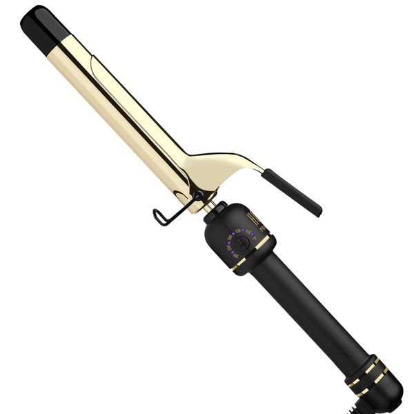 HOT TOOLS 24K Gold Extended Barrel Spring Curling Iron 1" with Clamp for Bouncy Curls | Fan-Favorite 24K Gold Technology for Long-Lasting Results & Longer Styling Curling Iron for Easier Styling