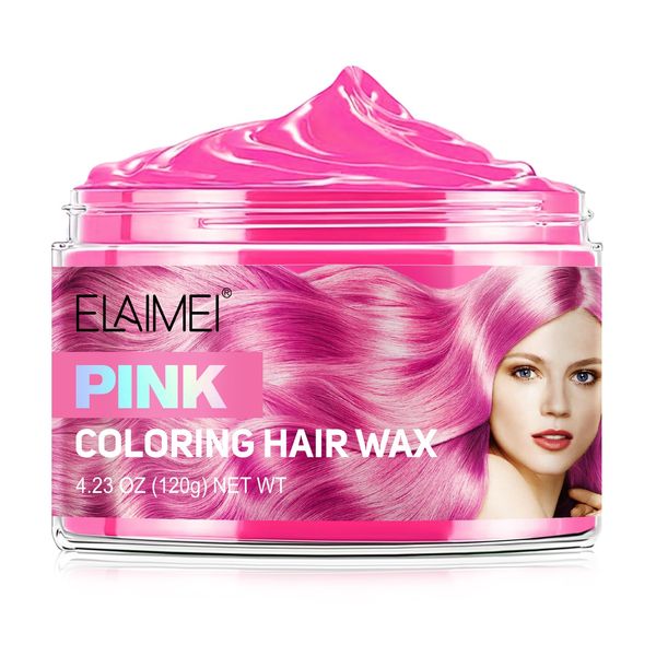 Haarwachs Temporäres Haarfarbe Wachs, Haarfarben, Haartönungen, Styling Haartone für Männer Frauen, Natürliche Frisur Pomade mit ultra kühlem Farbergebnis für Party, Cosplay & Halloween(02-Pink)