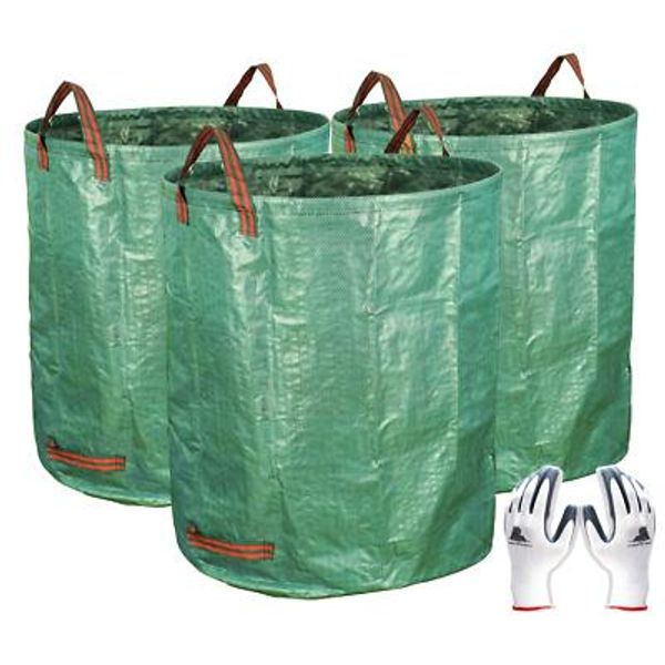 3pack 72 Gallon Yard Waste Bags Reusable Heavy Duty Collapsible Garden Leaf Bags
