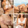 XMASIR 20 Sheets Brown Red Tattoos Stickers Lace Colorful Tattoo Flash Fake flower Tattoo Waterproof Temporary Tattoo Stickers for Women Girls Body Art