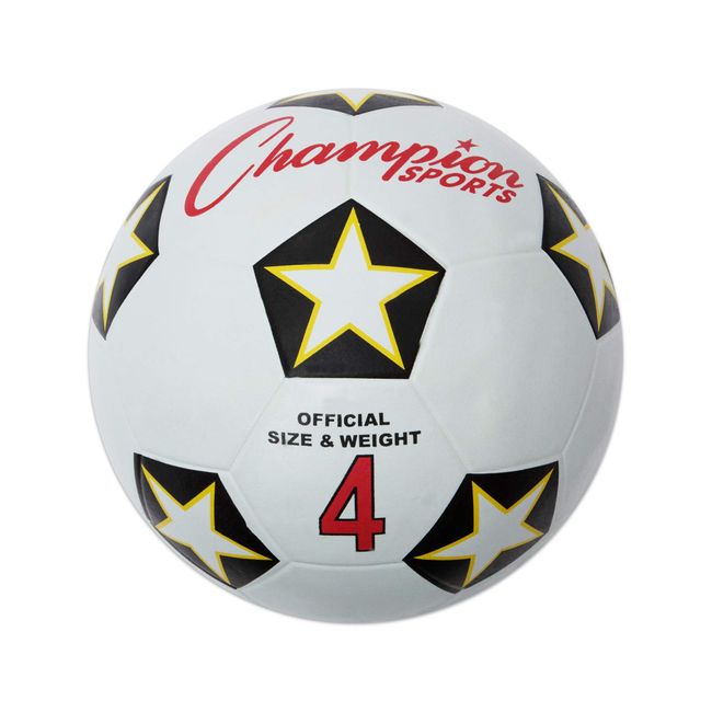 Champion Sports SRB4 Rubber Sports Ball, for Soccer, No. 4, White/Black (CSISRB4)