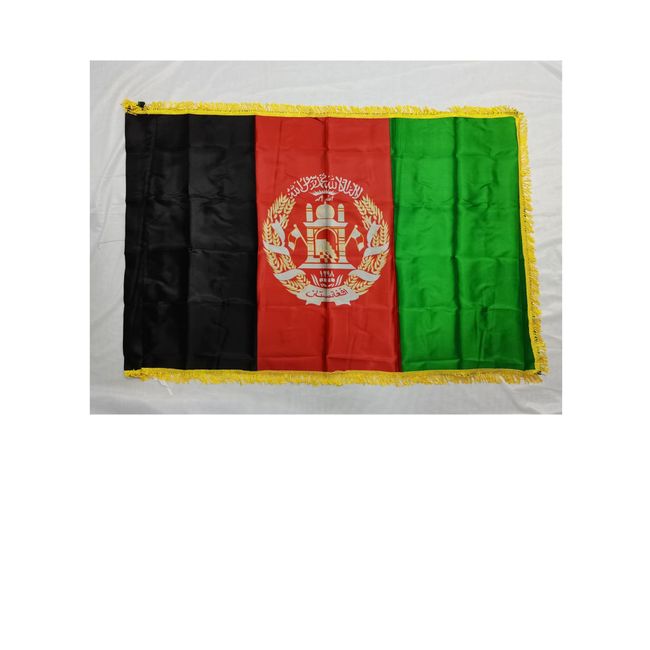 Stormflag Afghanistan Satin mit goldene Fransen Flagge 60x90cm Polyester mit goldenen Fransen