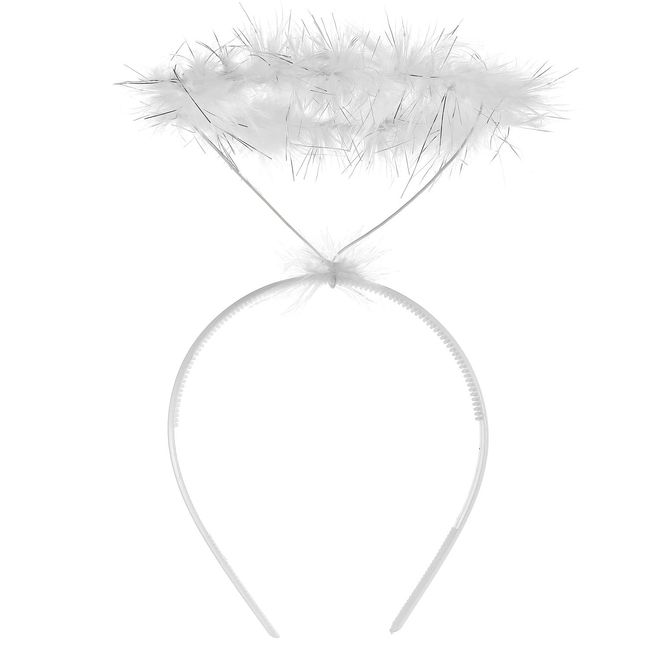 BraMccer Angel Halo Headband,White Feather Angel Headband,Halo Hair Band Halloween Christmas Angel Costume Accessory (White)