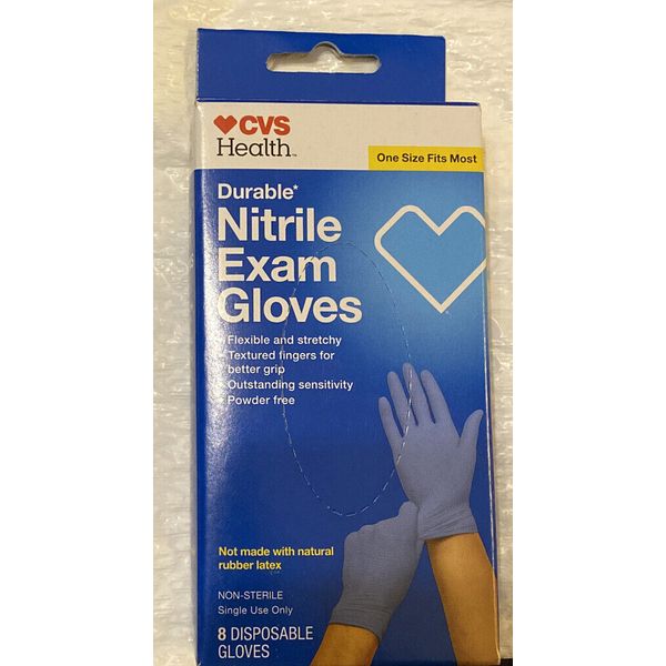 CVS Health Durable Nitrile Exam Gloves 8 Disposable gloves New