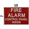 Fire Alarm Control Panel Inside Sticker (Reflective,1 Unit, RED Background, 7X10 INCH)