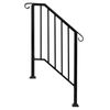 Practical Matte Black 2 Steps Stair Handrail, Outdoor Stair Railing