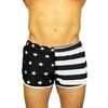 UZZI Men's Side Split Running Shorts 1830AF, Flag Black/White, X-Small