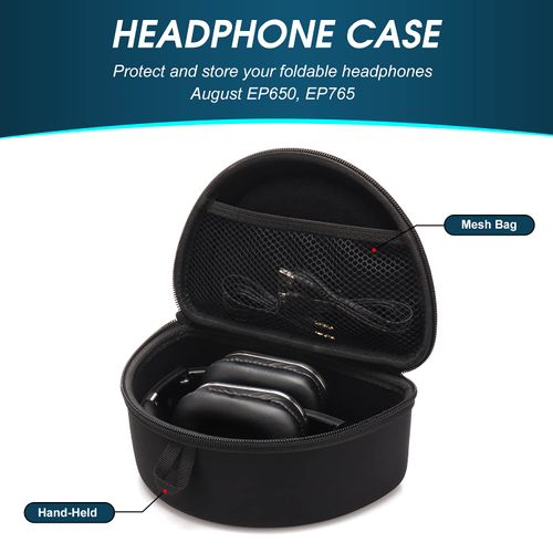 August BAG650 Folding Over-Ear Headphone Case, Travel Bag for EP650 and EP640 Bluetooth Wireless Stereo Headphones