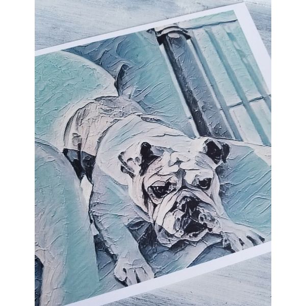 English Bulldog Dog Portrait Art Print 8x10 - Pet Portrait