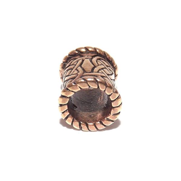 Wide Knotwork Viking Celtic Beard Hair Bead (8mm Hole, Made from Solid Bronze)