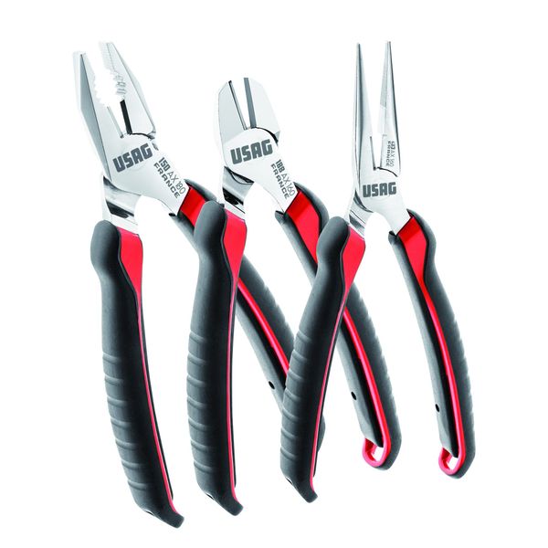 USAG U01500201 - -150 AX/SE3 - Assortment with combination pliers, extra-long half-round nose pliers and cutting nippers (3 pcs.)