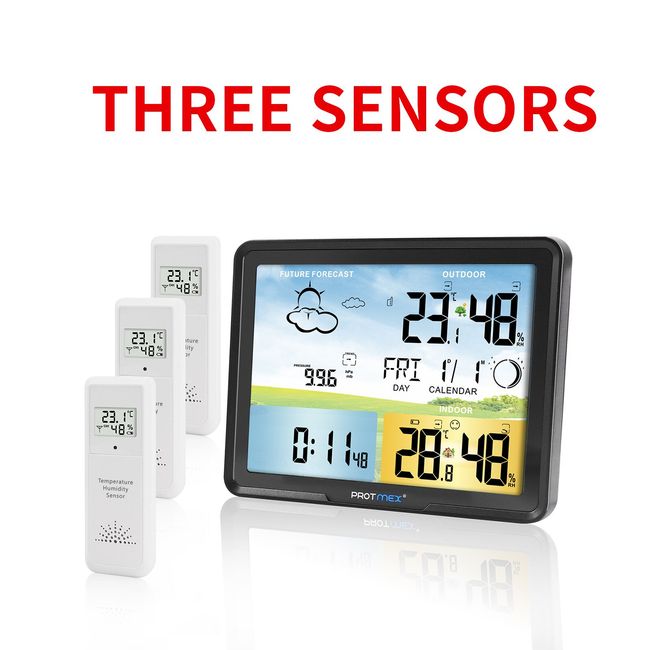 Indoor Outdoor Digital LCD Weather Station Clock Calendar Wireless  Thermometer