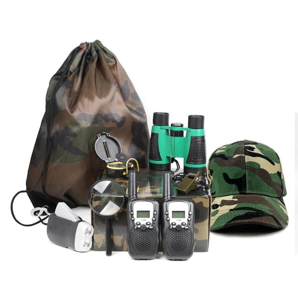 Outdoor Adventure Set for Kids - Camouflage Camping Exploration Toys with Walkie-Talkies - Backyard Explorer Gear for Boys and Girls