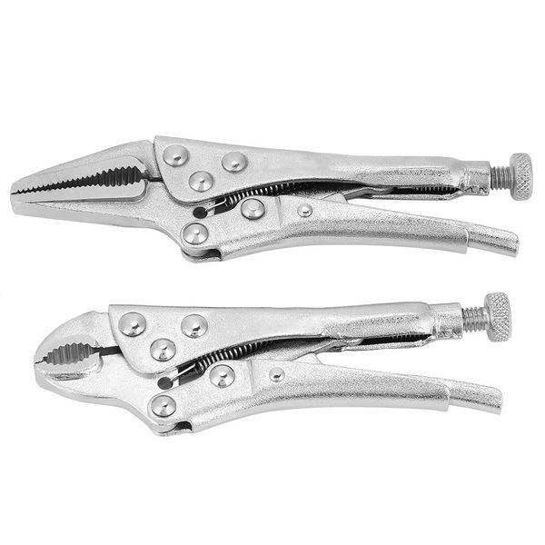 2Pcs Feststellzange Ground Mouth Straight Backenschloss Vise Grip Clamp Locking Zangen High Carbon Steel Vice Grip Set Handwerkzeuge