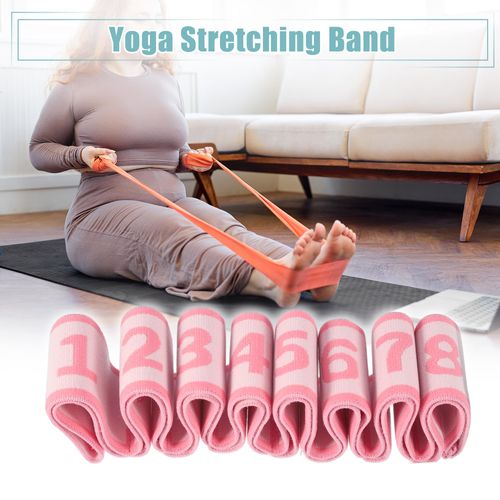 VOCOSTE Yoga Strap Yoga Stretch Bands, 8 Strength Spread Stretch Bands for Yoga, Dance, Gymnastics, Ballet, Expandable 1 Piece, Cherry Blossom
