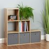 Hartleys Oak 6 Cube Shelving Unit and 3 Easy Grasp Box Drawers