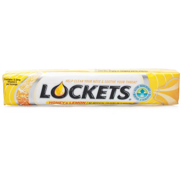 Lockets Honey & Lemon with Menthol & Eucalyptol Lozenges - 20 Packs of 41g - Soothing Relief for Coughs & Sore Throats
