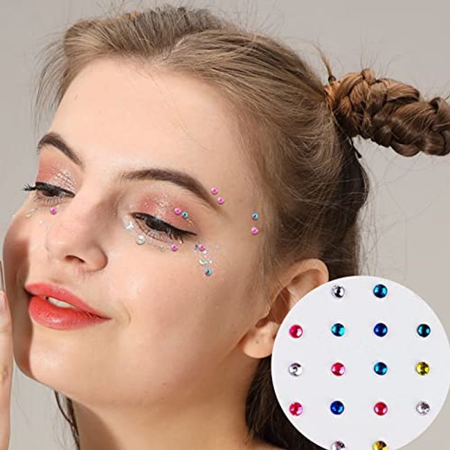 9 sheets Face Jewels Rhinestones For Makeup,Face Gems Stick On Eye  Rhinestone Sticker, Tears Rainbow