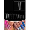 500 Pcs Long Coffin Nails Clear Coffin Acrylic Nail Tips Half Cover Rectangle Fake Acrylic Nails for Women Girls and DIY Nail Art Natural False Nails