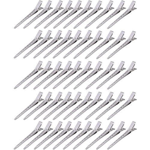 BetterJonny Dakar Hair Clips, Professional Use, Set of 50, Alligator Clips, Bangs, Haircuts, Beauty Industry, Hairpins, Alligator Clips, Stainless Steel Bangs Clips, 3.5 inches (9 cm) (Silver)..