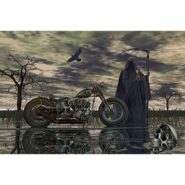 HARLEY DAVIDSON MOTORCYCLE SHOVELHEAD CHOPPER STURGIS GRIM REAPER BIKER ART PRINT